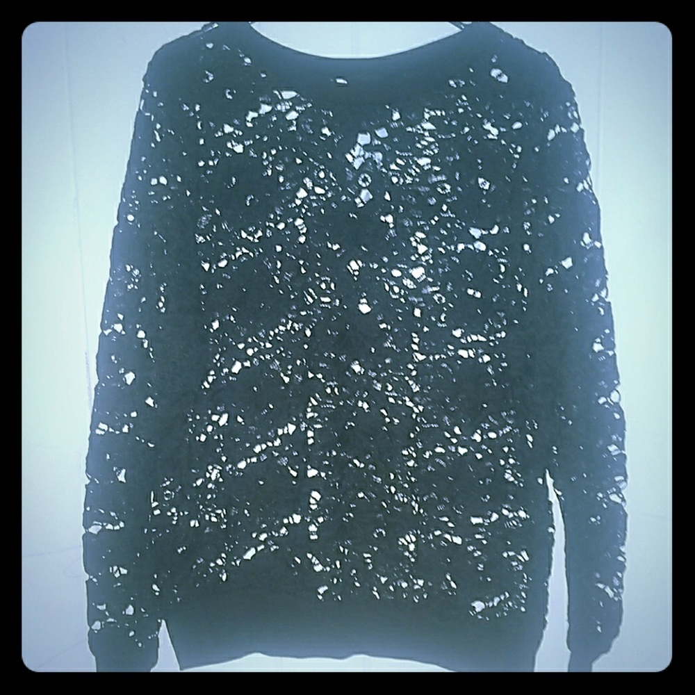 NWT Rue 21 + Woven Lace Cutout Sweatshirt